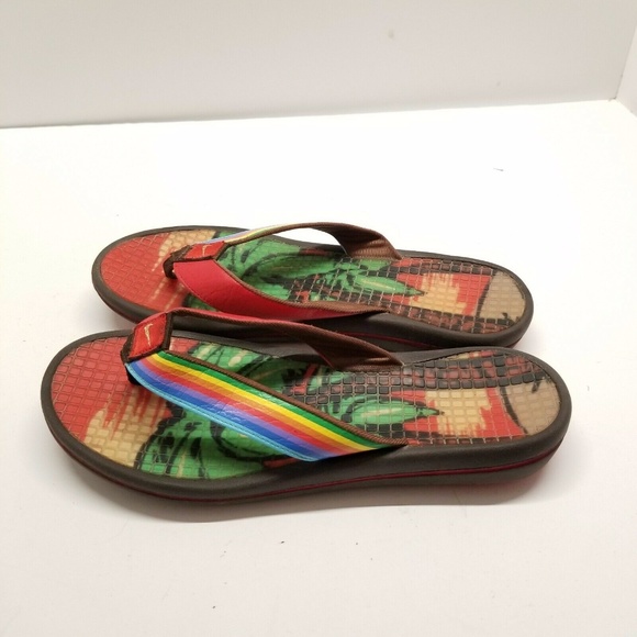 rainbow color flip flops